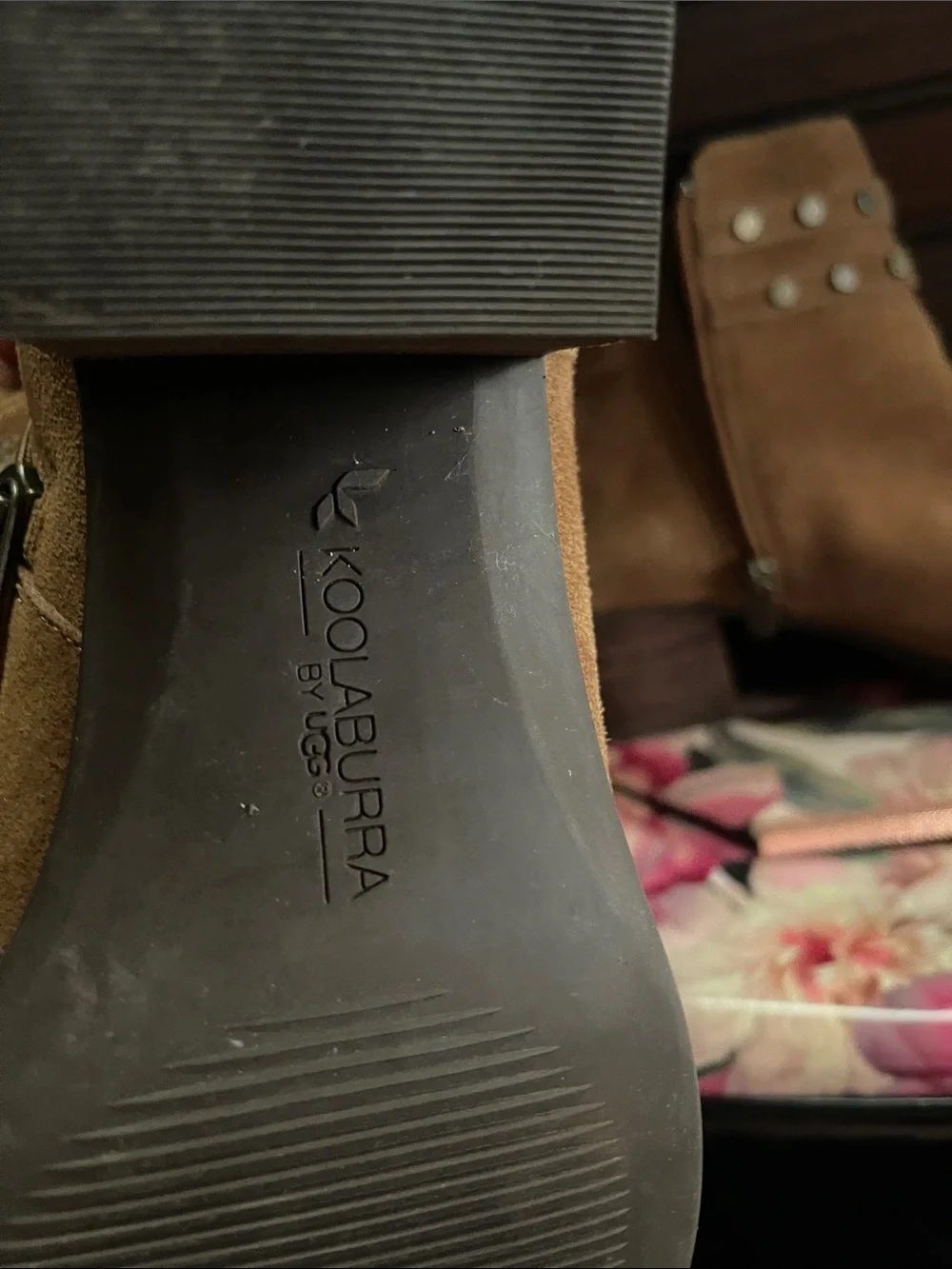 Koolaburra Tan Suede Ankle Boot with Buckle Straps